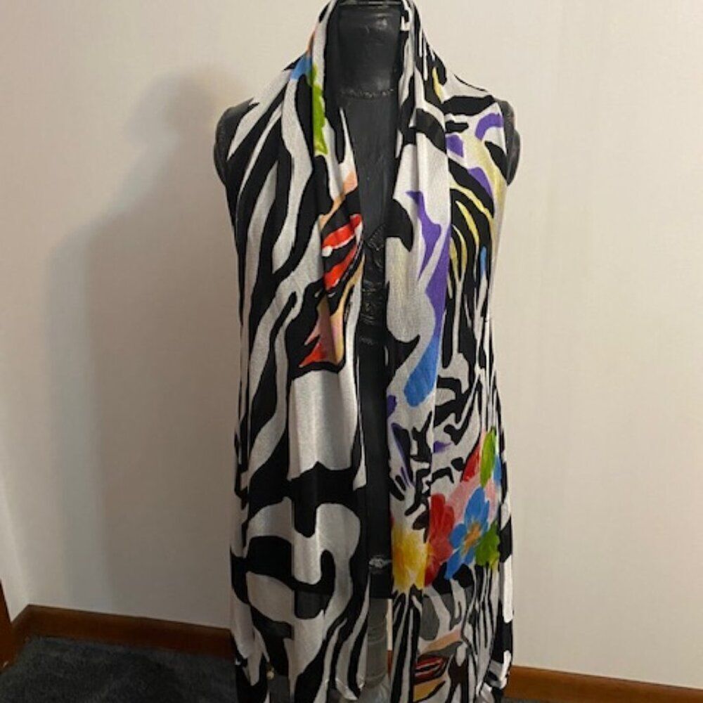 Adore multi-color Floral sleeveless open cardigan, size M